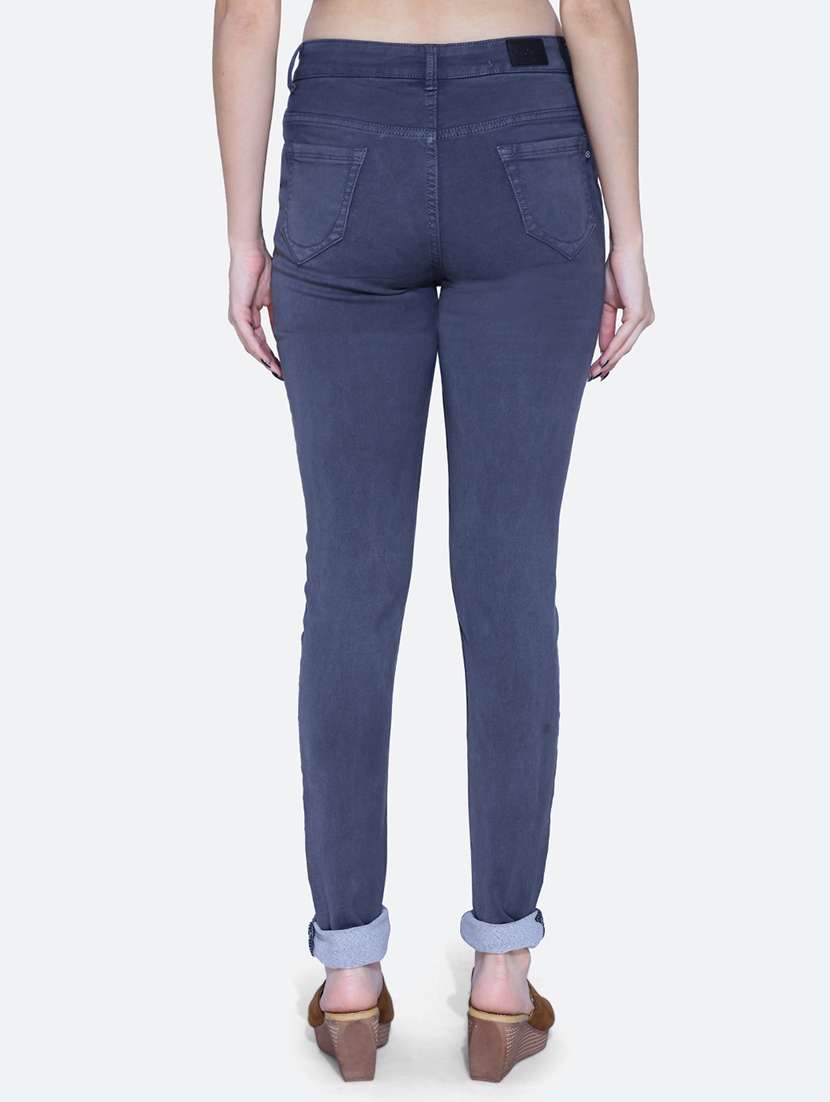women solid blue denim jeans - 21059547 -  Standard Image - 3