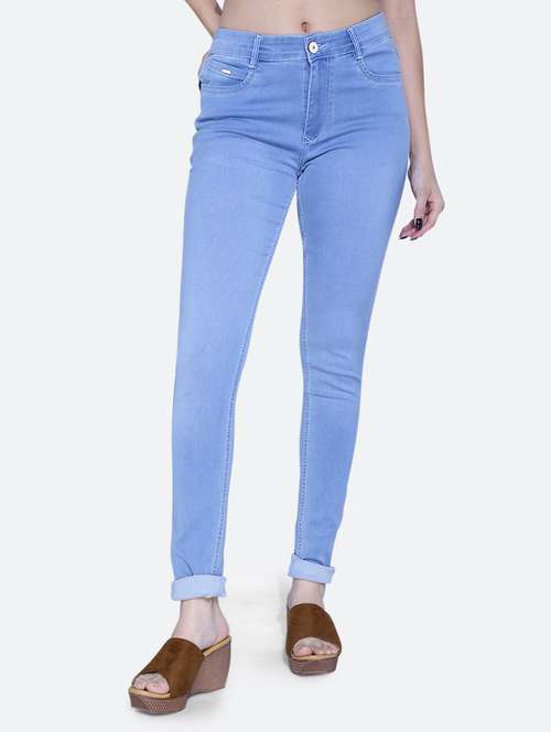 women solid light blue denim jeans - 21059577 -  Standard Image - 0