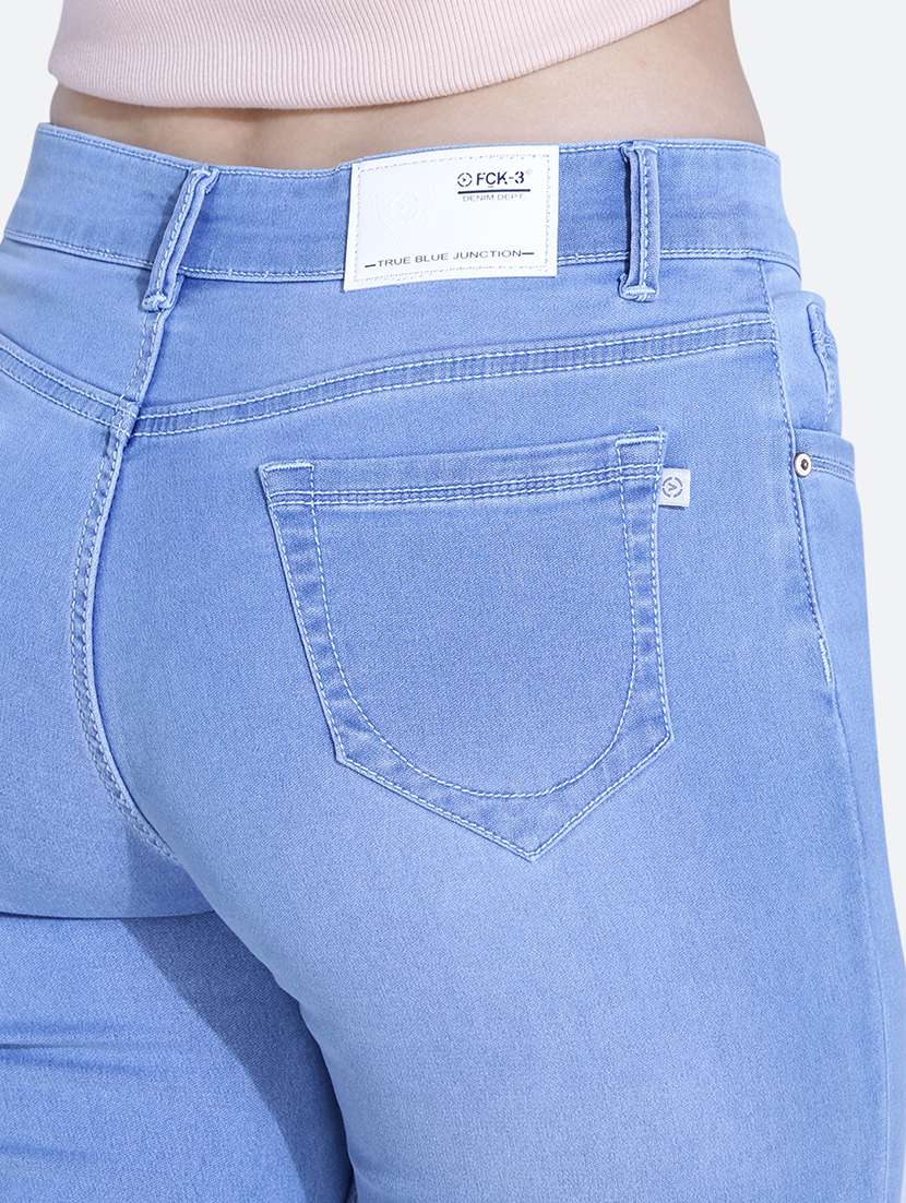 women solid light blue denim jeans - 21059577 -  Standard Image - 5