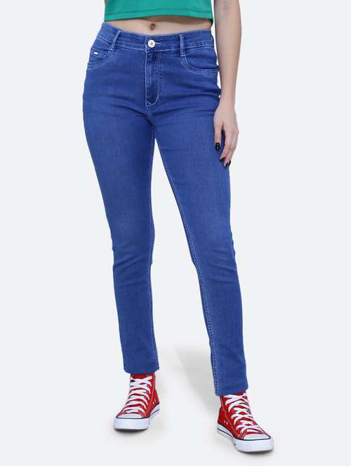 women solid blue denim jeans - 21059630 -  Standard Image - 0
