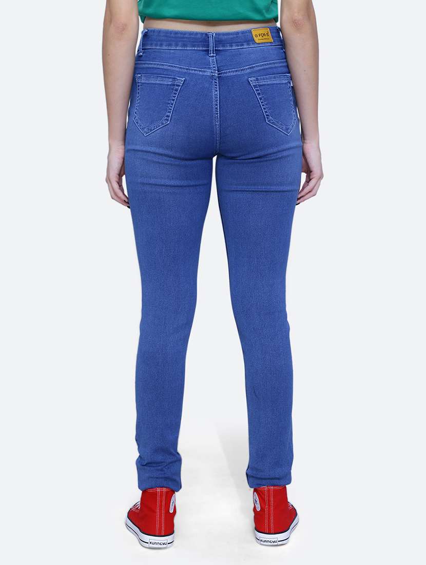 women solid blue denim jeans - 21059630 -  Standard Image - 3