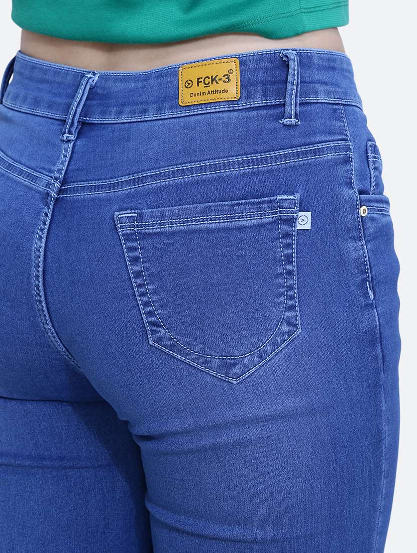 women solid blue denim jeans - 21059630 -  Standard Image - 5