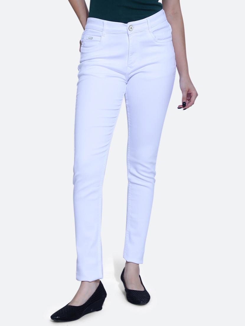 women solid optic white denim jeans - 21059650 -  Zoom Image - 0
