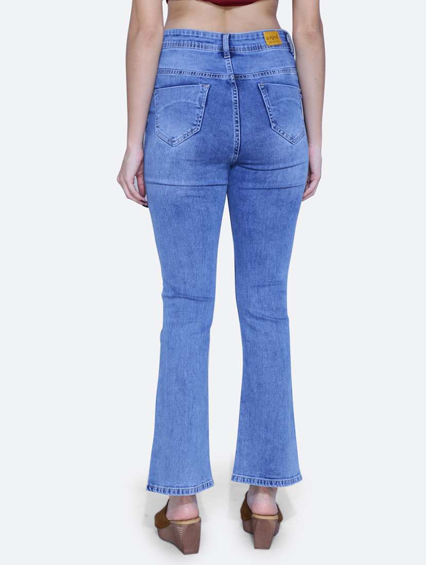 women solid blue bootcut jeans - 21059688 -  Standard Image - 3