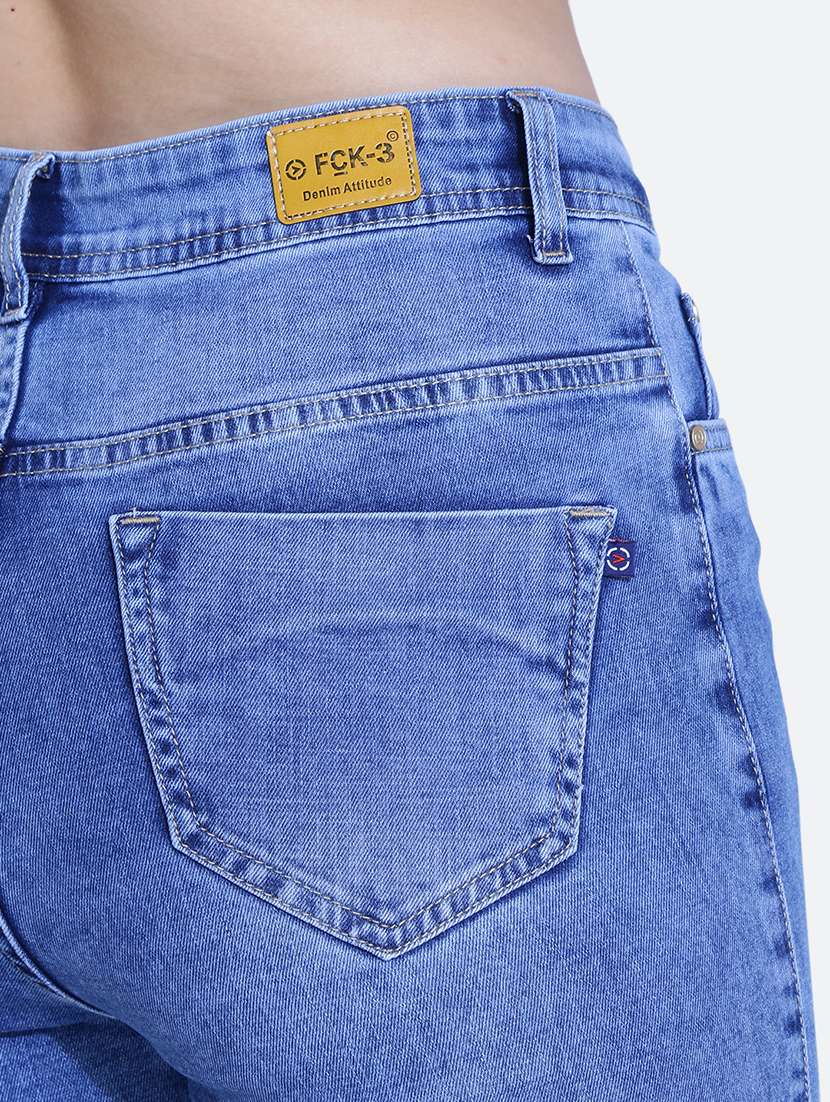 women solid blue bootcut jeans - 21059688 -  Standard Image - 5