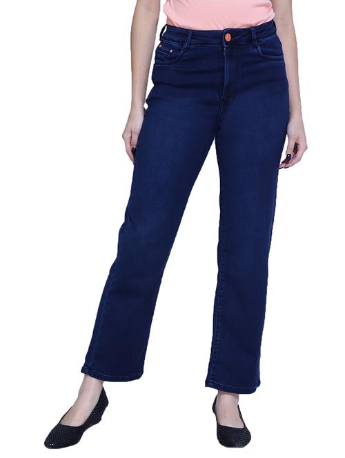 women solid navy blue denim jeans - 21059754 -  Standard Image - 0