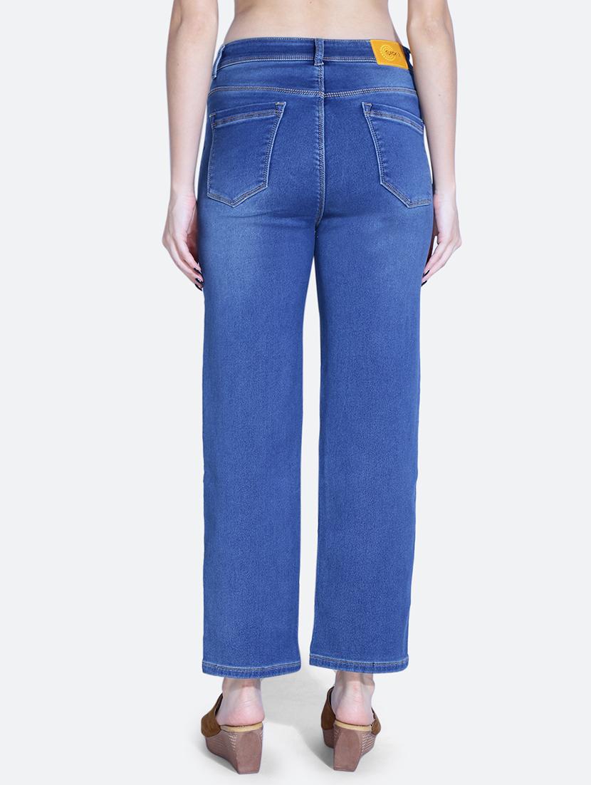 women solid blue denim jeans - 21059760 - Standard Image - 3
