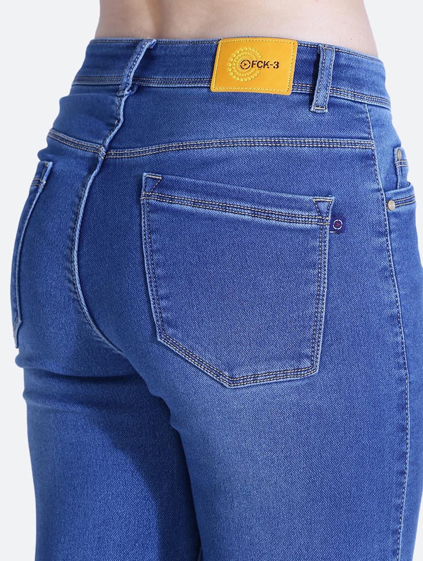 women solid blue denim jeans - 21059760 - Standard Image - 5
