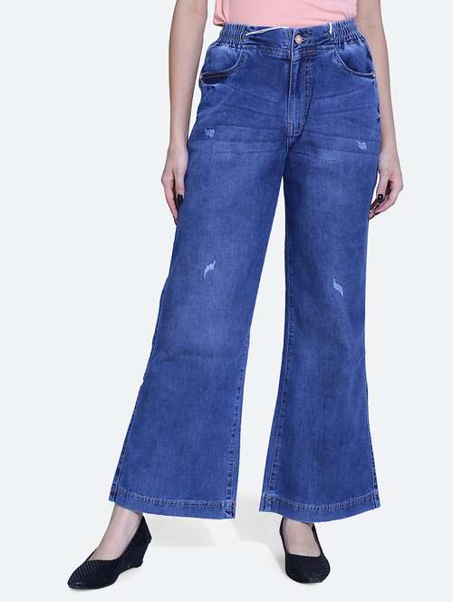 women blue distressed detailed denim jeans - 21059777 -  Standard Image - 0