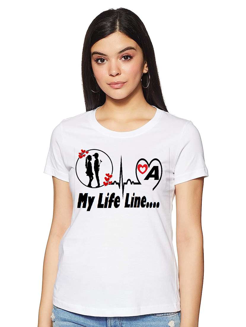 women white front print casual t-shirt - 21059863 -  Zoom Image - 0