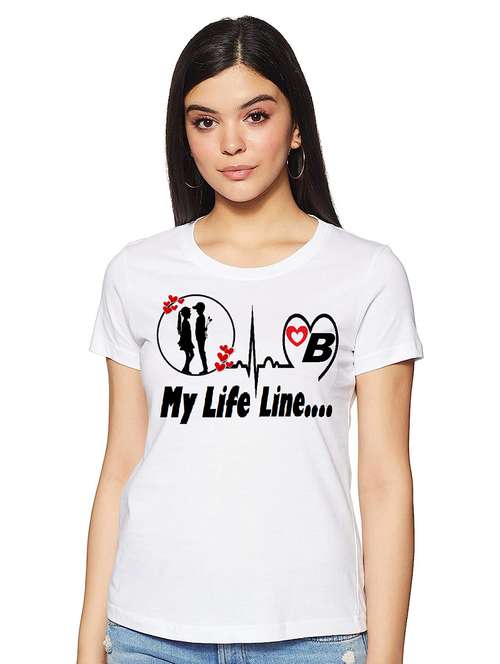 women white front print casual t-shirt - 21059864 -  Standard Image - 0