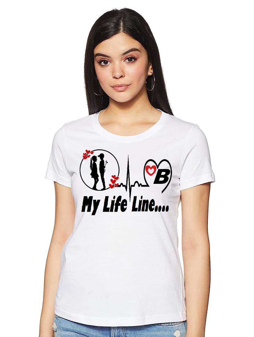 women white front print casual t-shirt - 21059864 -  Zoom Image - 0
