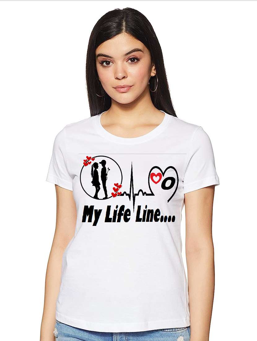women white front print casual t-shirt - 21059875 - Zoom Image - 0