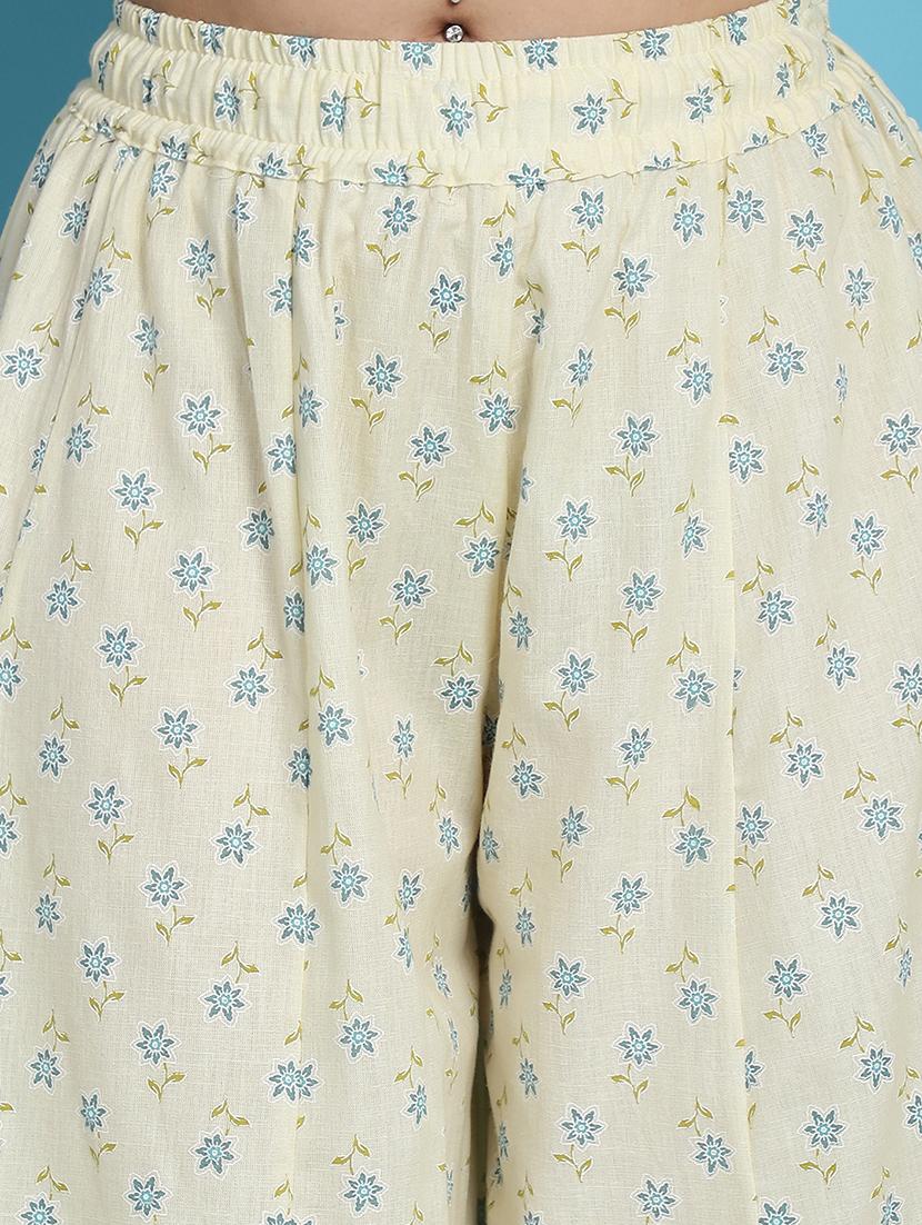 cream floral printed flared palazzo - 21059909 - Standard Image - 5