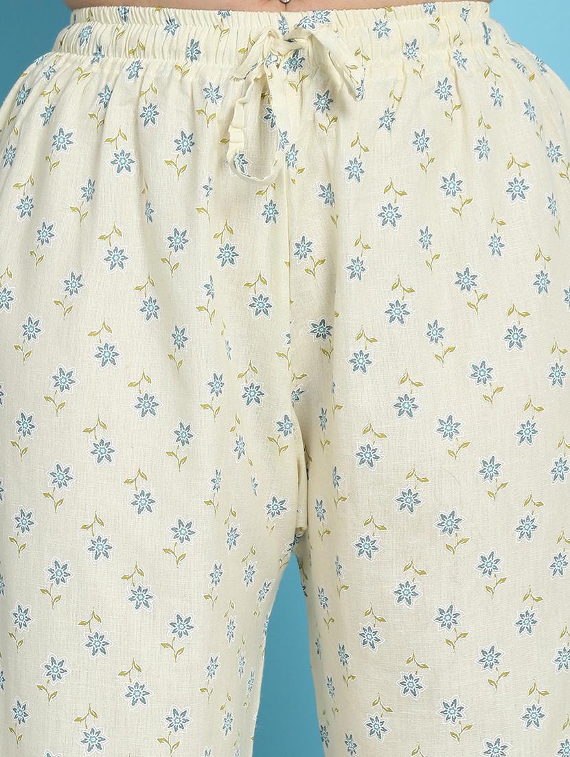 cream floral printed straight palazzo - 21059911 - Standard Image - 5