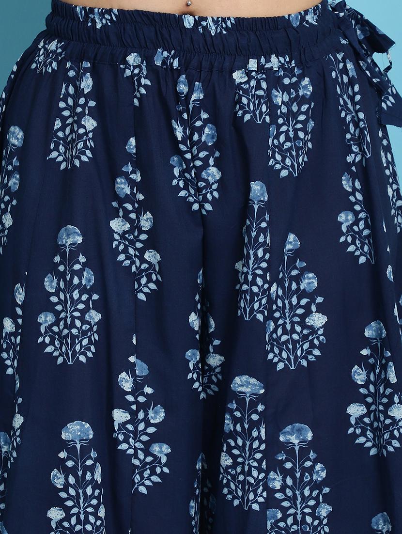 navy blue printed flared palazzo - 21059913 - Standard Image - 5