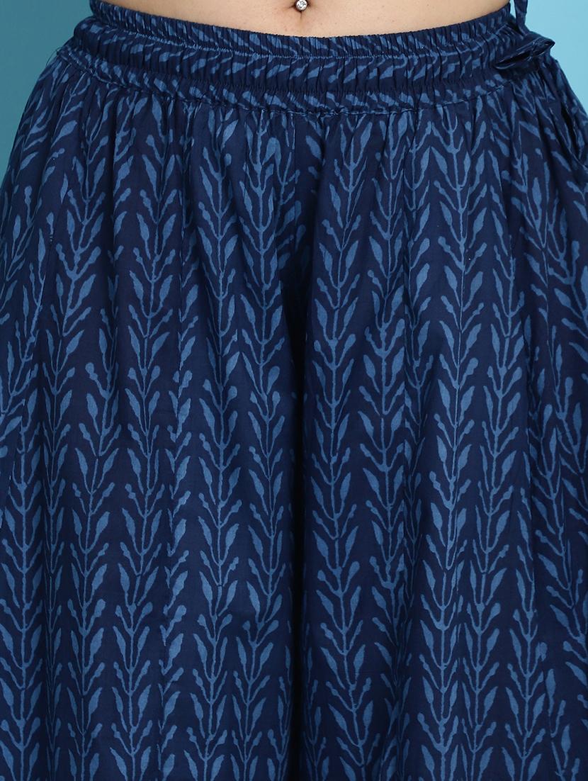 navy blue printed flared palazzo - 21059915 - Standard Image - 5