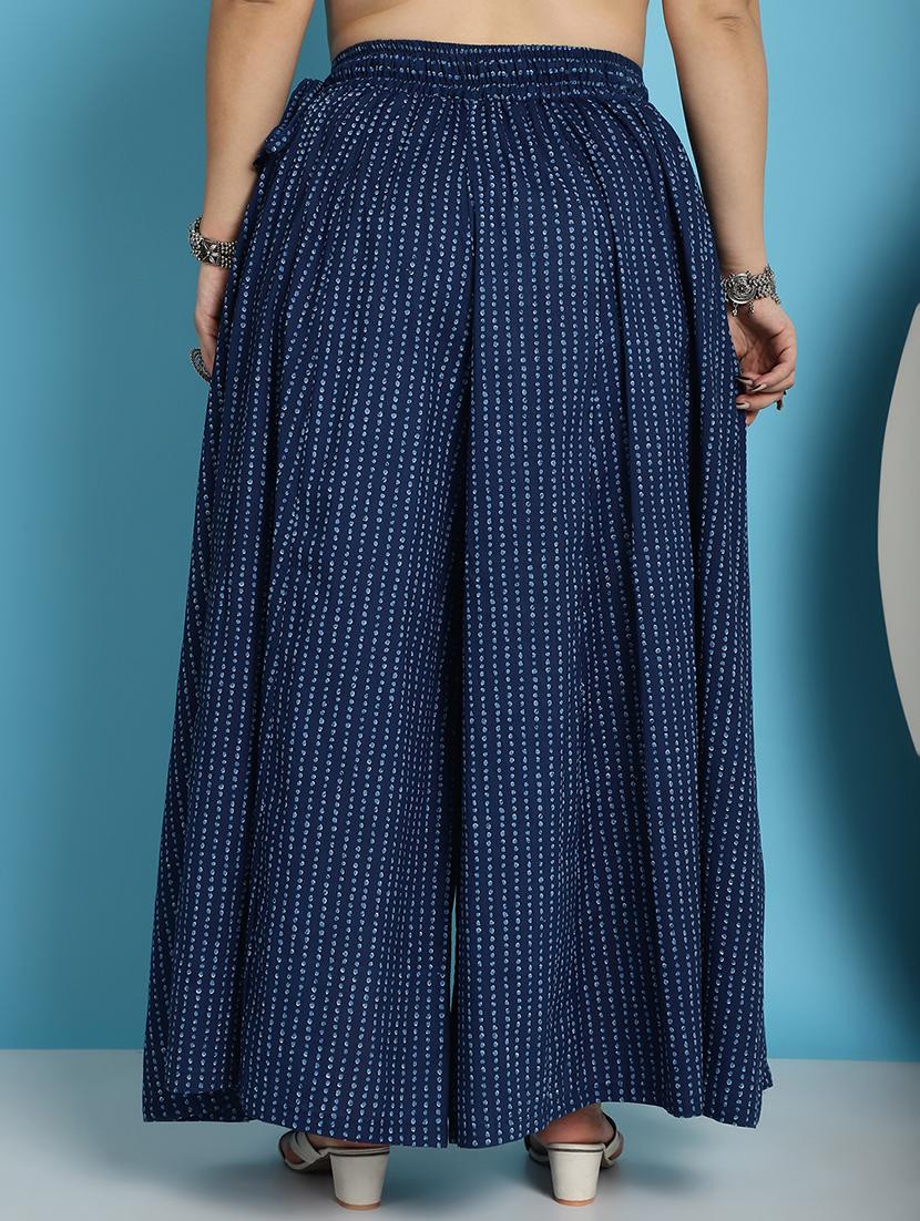 navy blue printed flared palazzo - 21059917 - Standard Image - 3