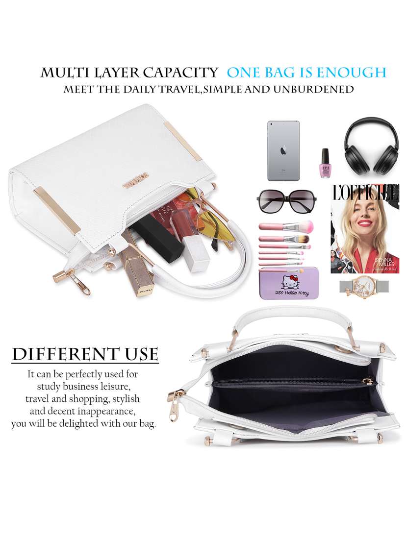 white textured handbag - 21060906 - Standard Image - 5