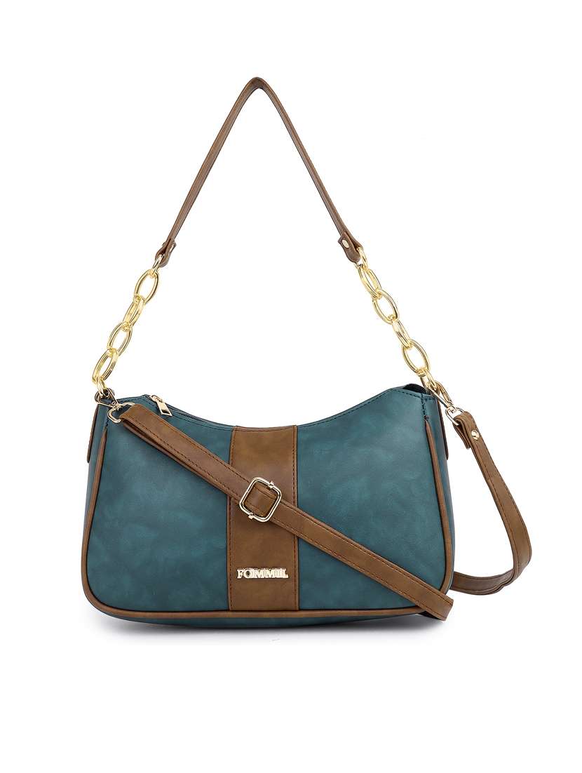 green color block sling bag