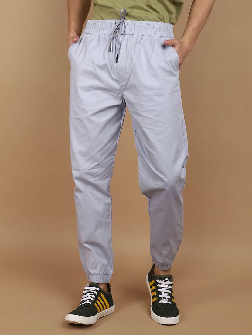 men solid mid rise jogger