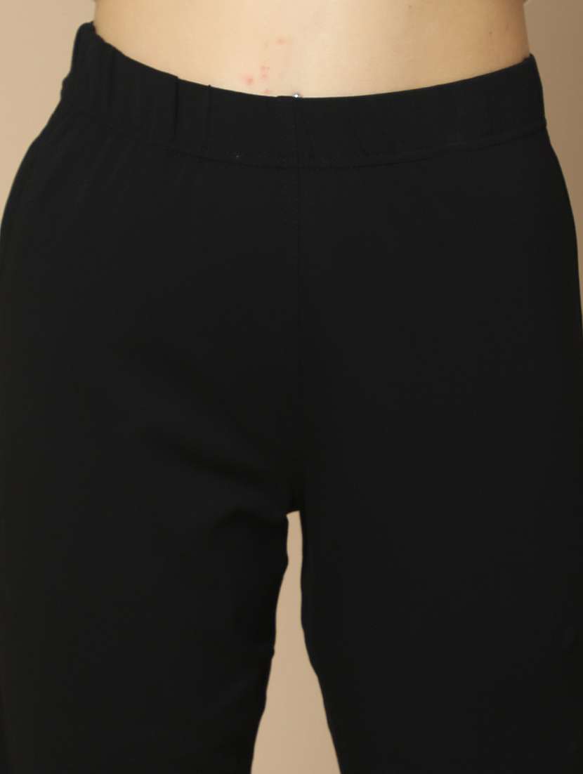 black cotton flat front trouser - 21061649 -  Standard Image - 5