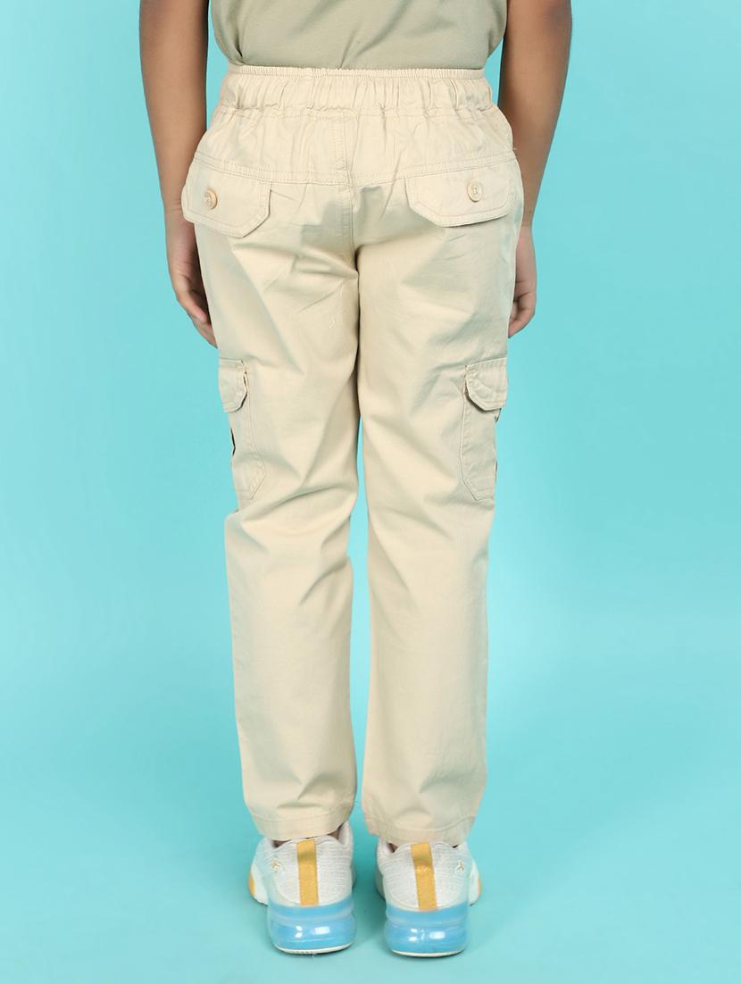 kids mid rise solid cargos trouser - 21061672 - Standard Image - 3