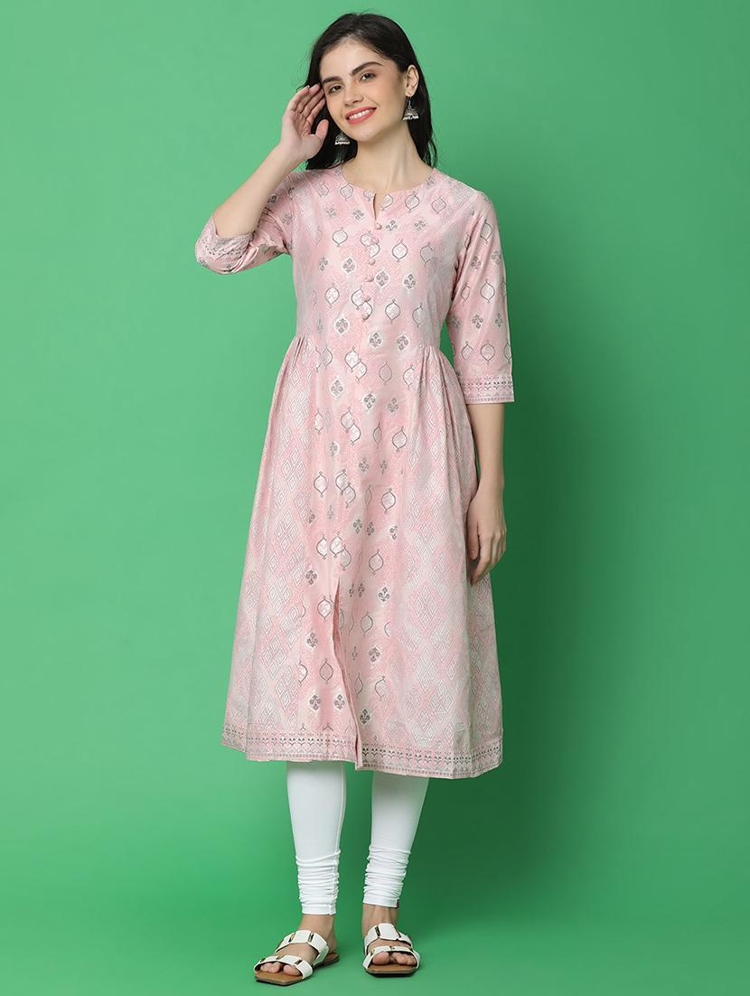 women three quarter sleeve flared kurta