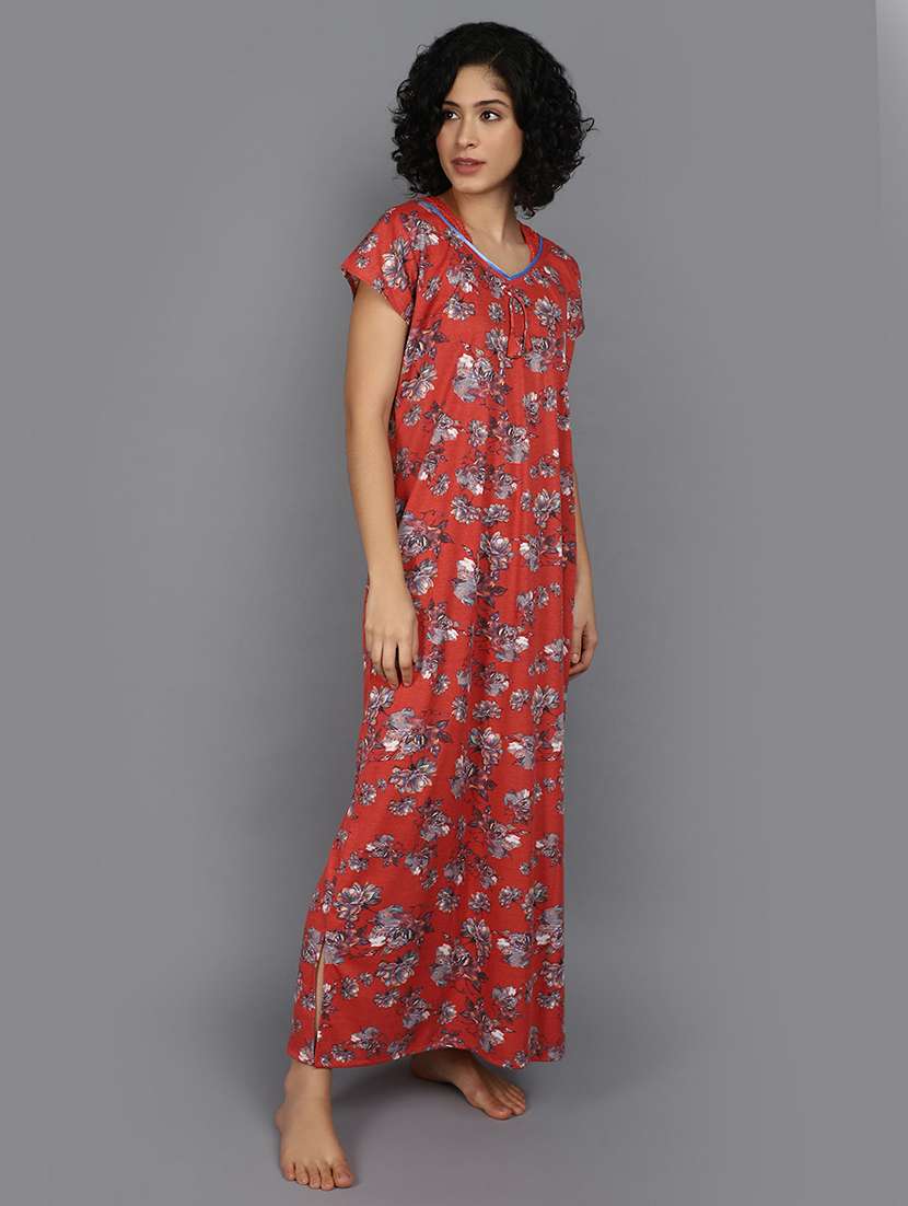 women rust cotton nighty  - 21061702 -  Standard Image - 3