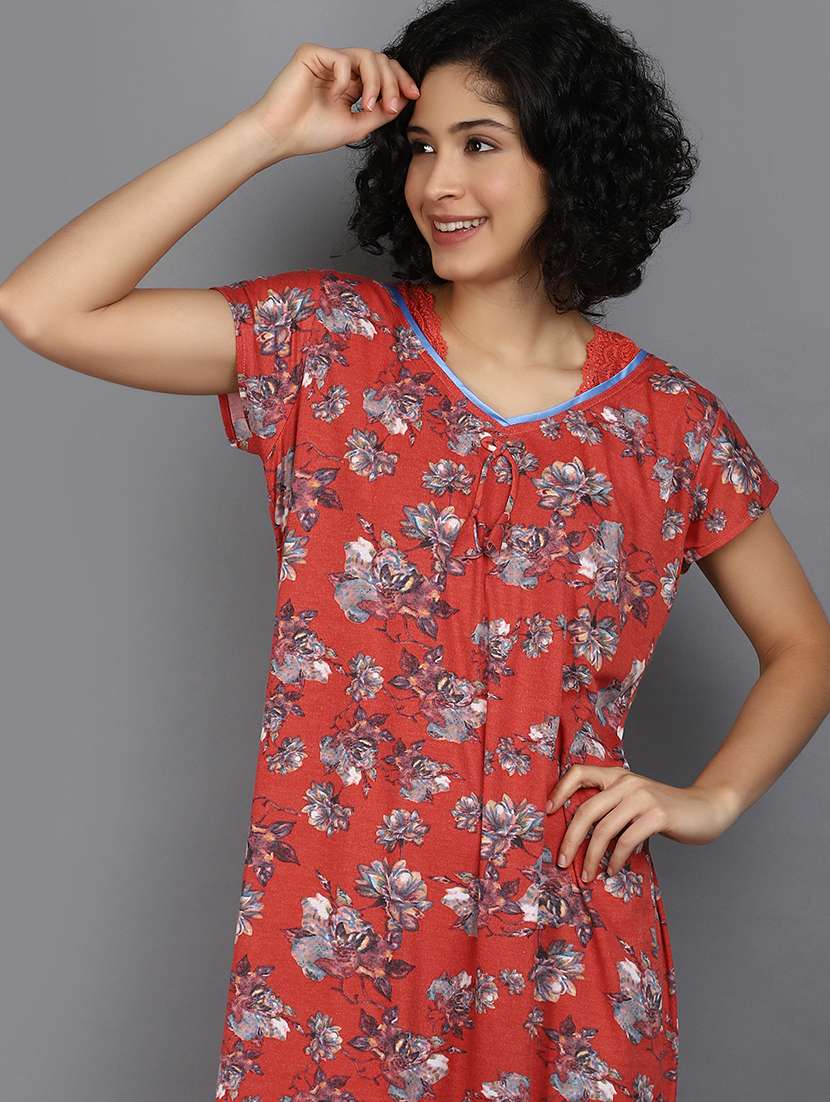 women rust cotton nighty  - 21061702 -  Standard Image - 5