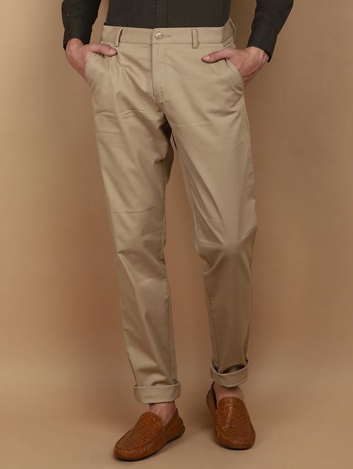 khaki cotton chinos casual trousers - 21061790 -  Standard Image - 0