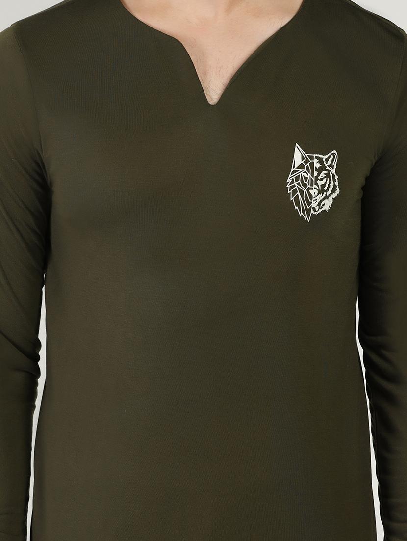 olive cotton blend plain t-shirt - 21062072 - Standard Image - 3