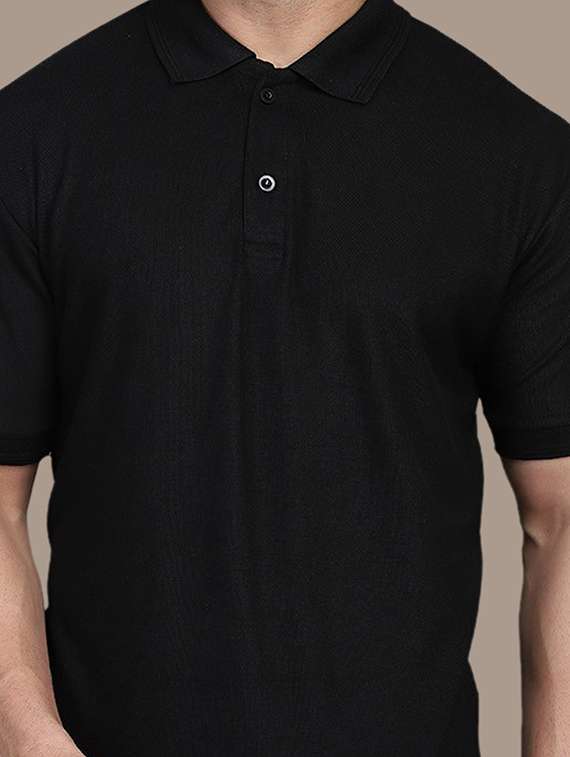 men polo neck plain t-shirt - 21062233 - Standard Image - 3