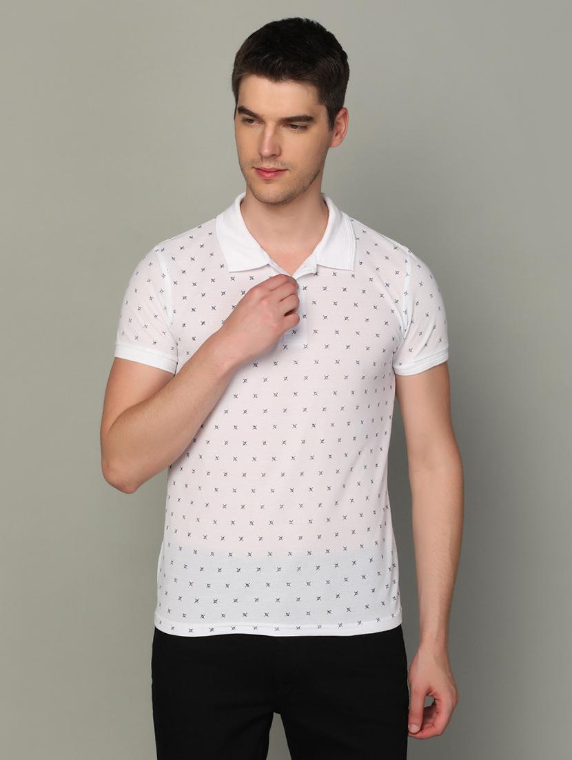 white printed casual polo t-shirt - 21062361 -  Zoom Image - 0