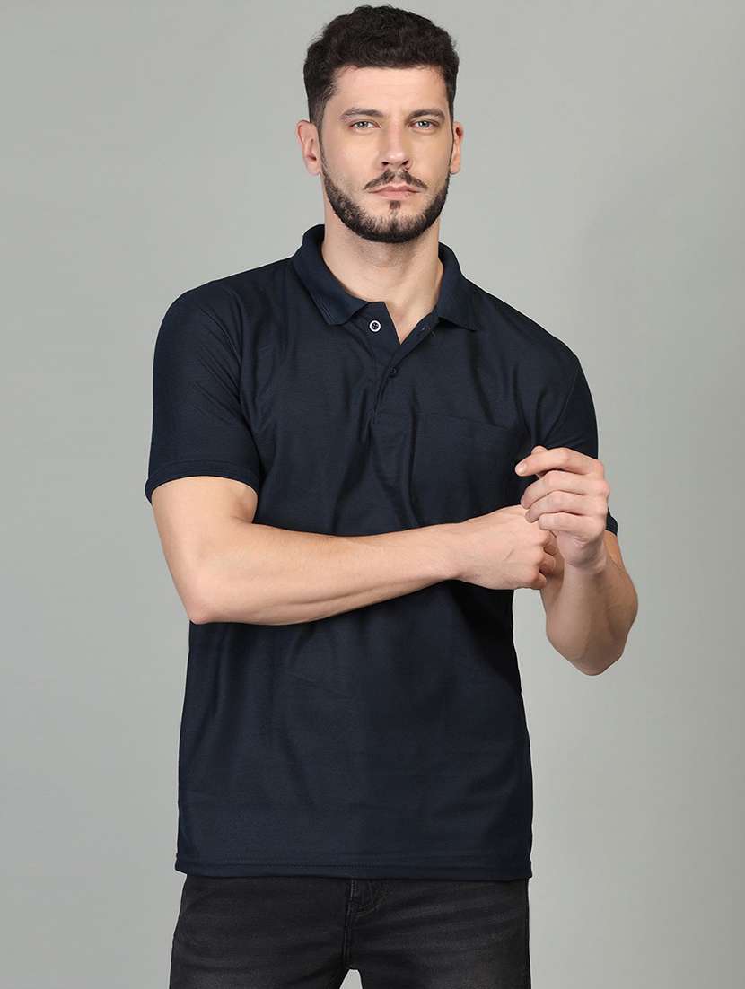 men solid short sleeve polo t-shirt - 21062528 - Zoom Image - 0