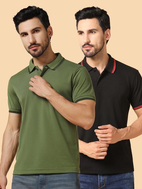 men polo neck plain t-shirt combo - 21062640 -  Standard Image - 0