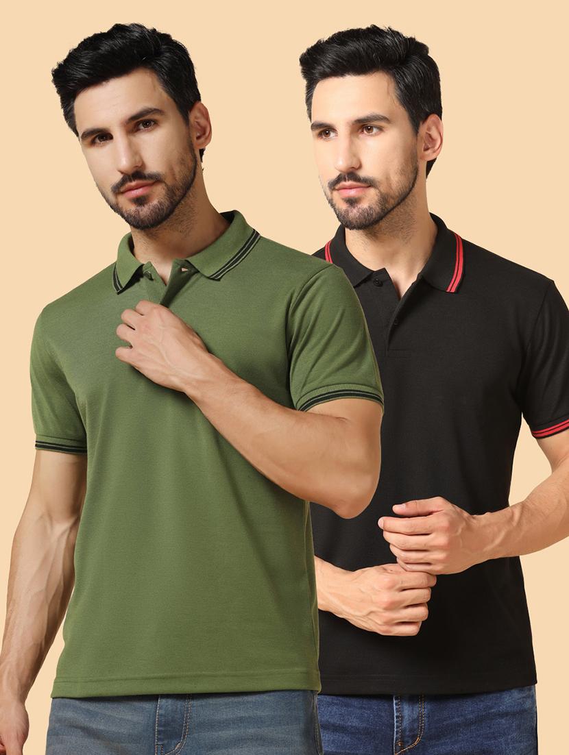 men polo neck plain t-shirt combo - 21062640 -  Zoom Image - 0