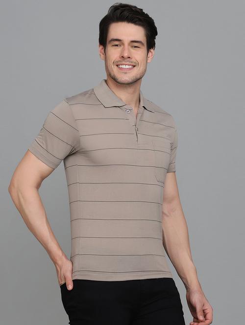 men striped cotton polo t-shirt - 21062965 - Standard Image - 0