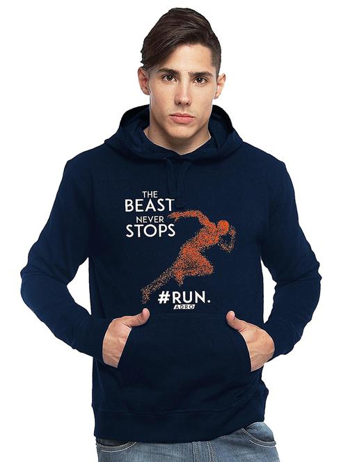 men hood neck front print sweatshirt - 21063195 -  Standard Image - 0