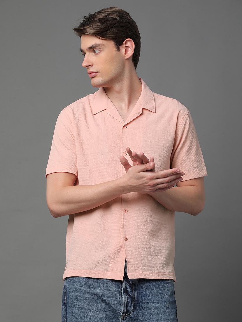men short sleeved solid casual shirt - 21064062 - Zoom Image - 0