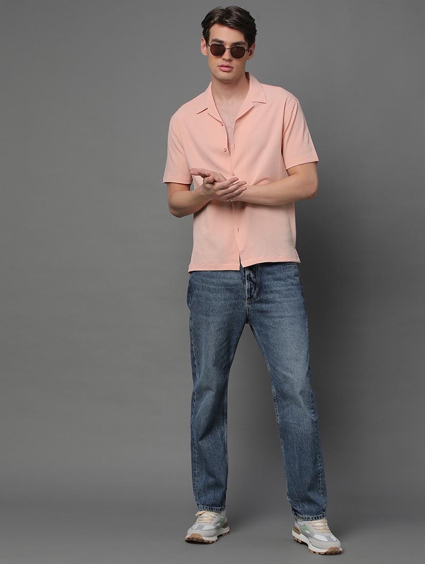 men short sleeved solid casual shirt - 21064062 - Standard Image - 3