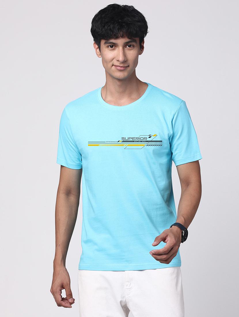 men round neck chest print t-shirt - 21064957 - Zoom Image - 0
