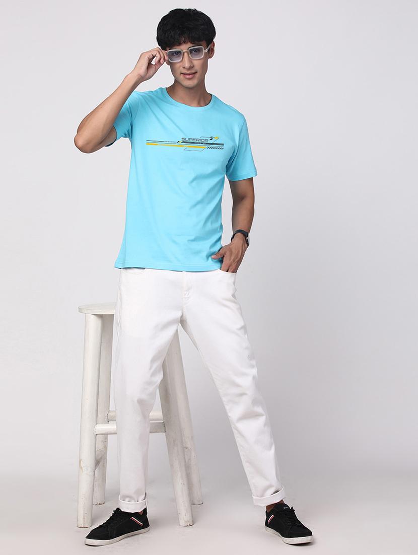 men round neck chest print t-shirt - 21064957 - Standard Image - 3