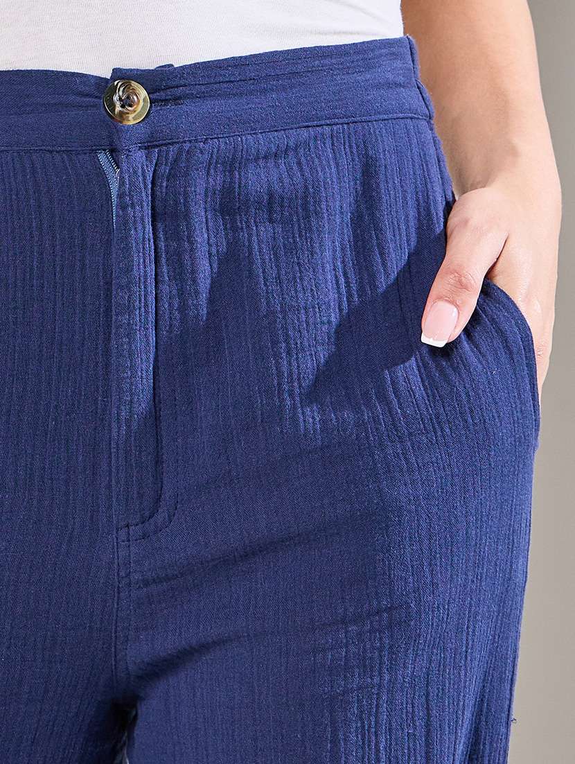 women solid wide leg trouser - 21065796 -  Standard Image - 3