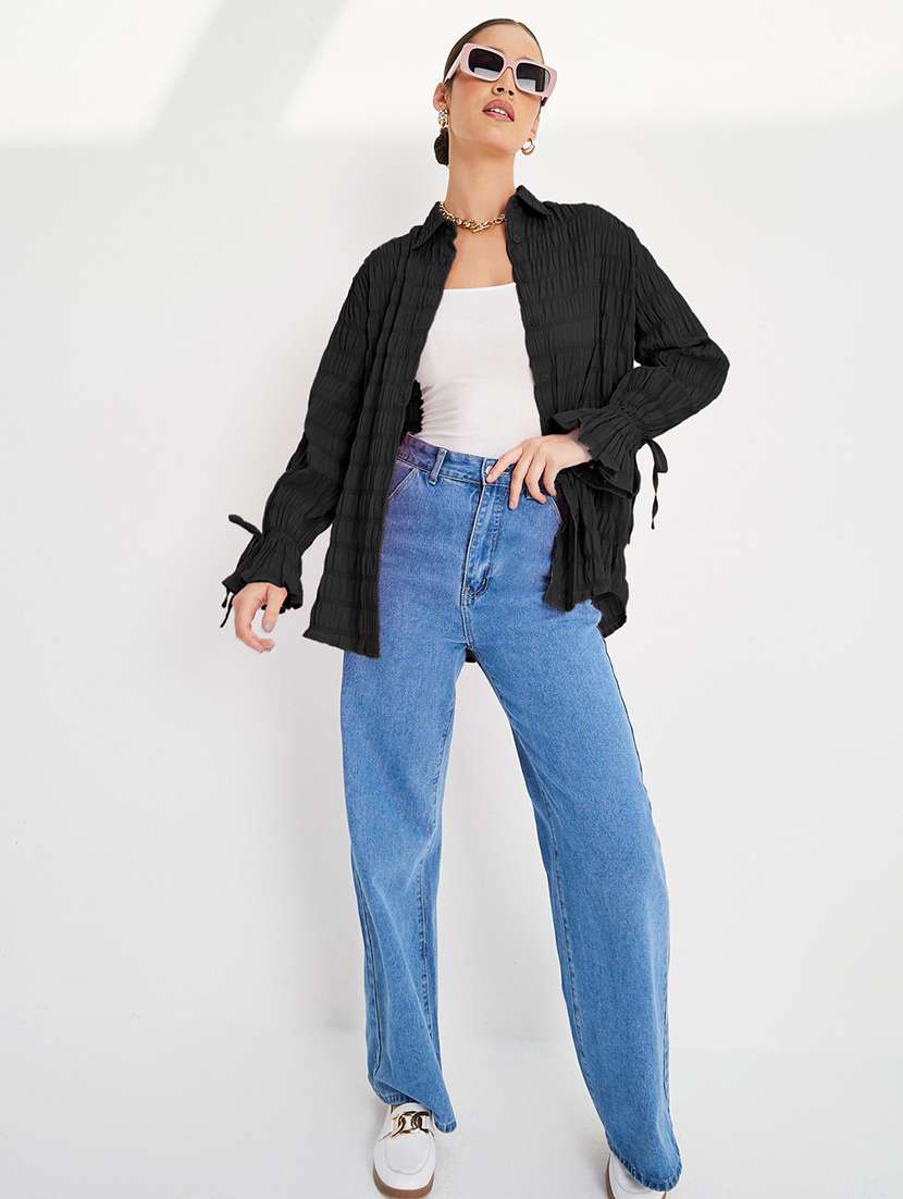 pink solid oversized shirt - 21066210 -  Standard Image - 3