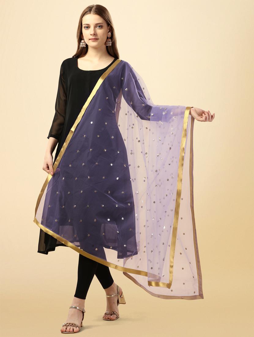 purple embroidered dupatta - 21067058 - Zoom Image - 0