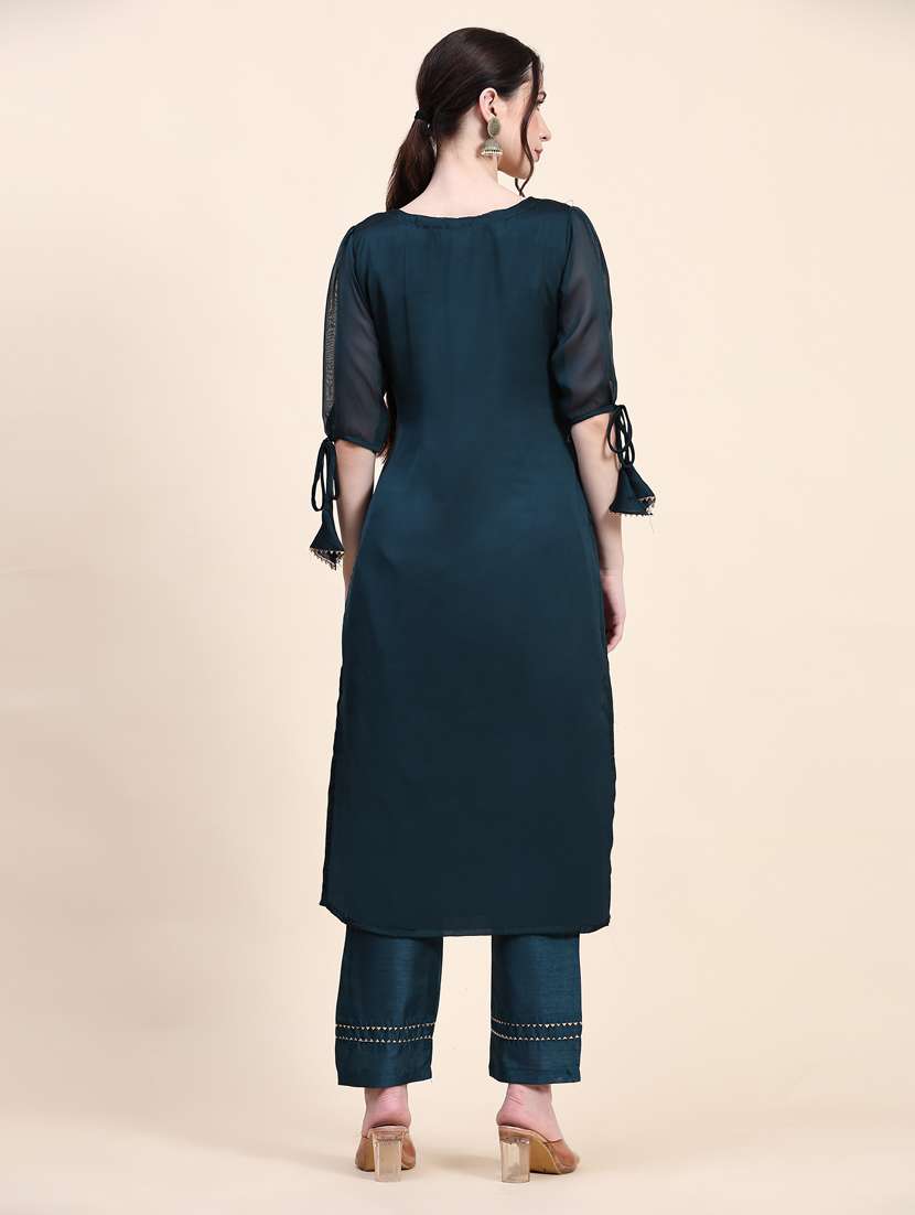 women puff sleeve kurta pant set - 21067141 -  Standard Image - 3