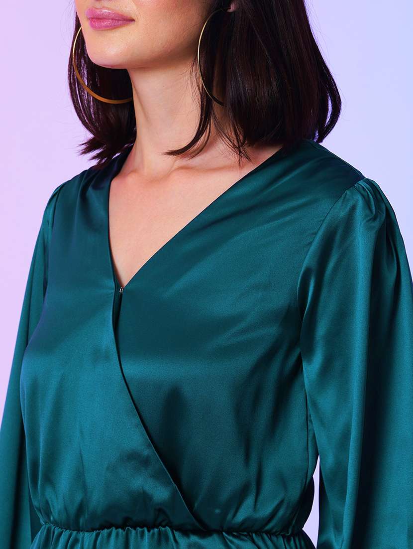 teal polyester full leg jumpsuit - 21067253 - Standard Image - 5