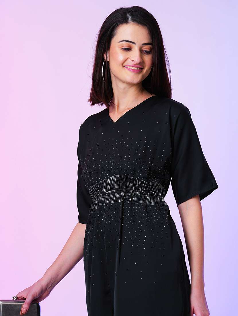 black polyester full leg jumpsuit - 21067259 -  Standard Image - 3