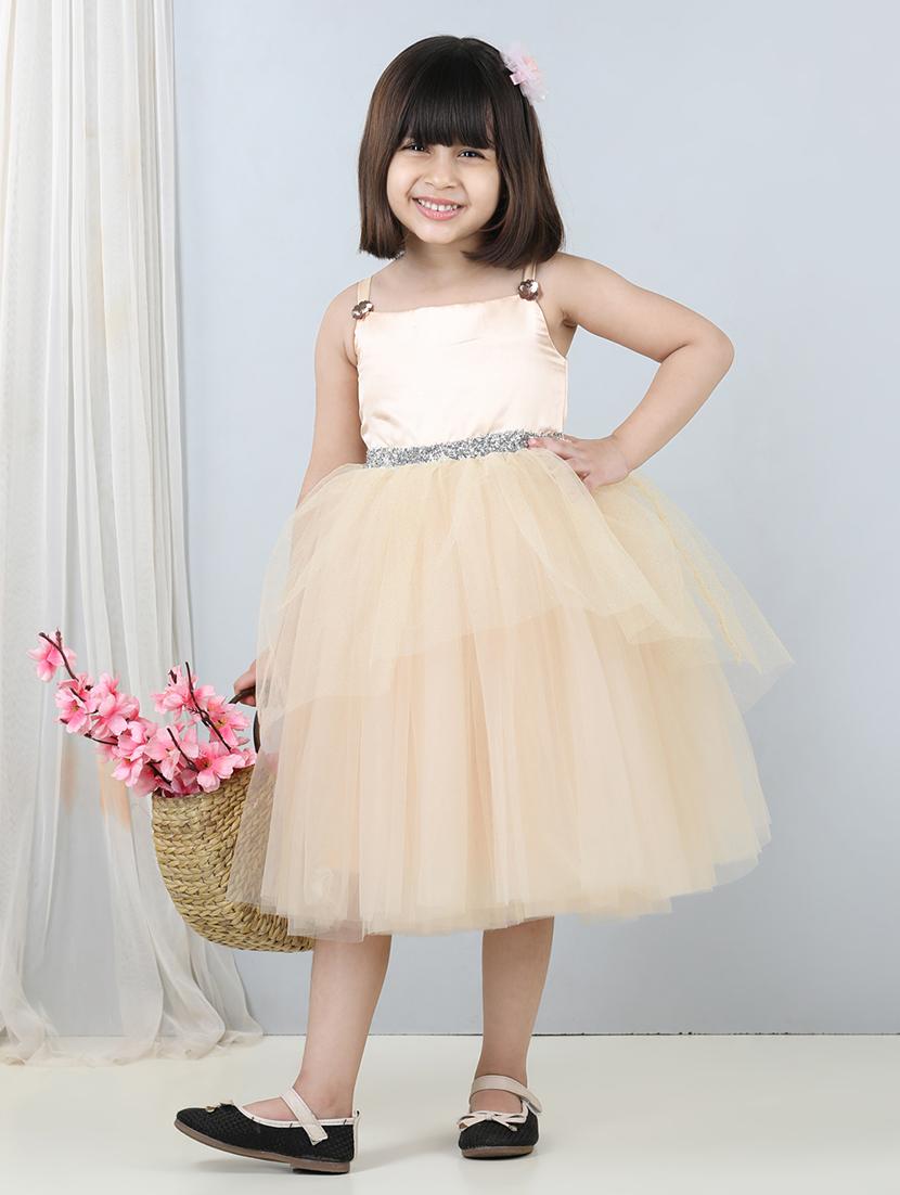 girls sleeveless net flare frock - 21067298 -  Zoom Image - 0